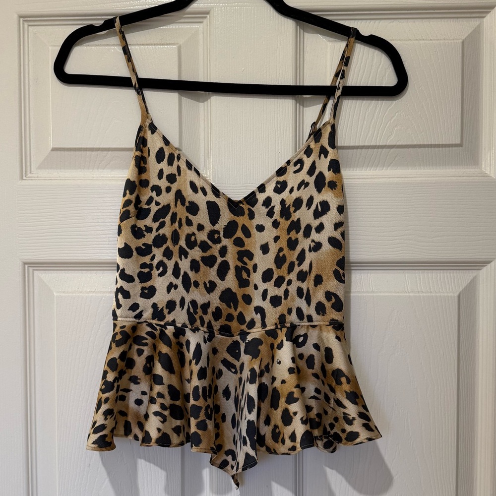 Ronny Kobo Collection Brown Black Peplum Camisole
